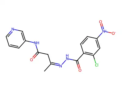3-[2-(2-Chloro-4-nitrobenzoyl)hydrazinylidene]-N-(pyridin-3-yl)butanamide structure