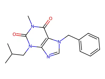 3,7-Dihydro-1-methyl-3-(2-methylpropyl)-7-(phenylmethyl)-1H-purine-2,6-dione structure