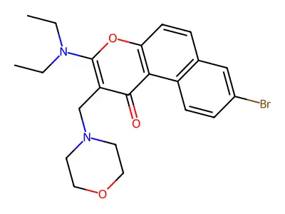 1H-Naphtho(2,1-b)pyran-1-one, 8-bromo-3-(diethylamino)-2-(4-morpholinylmethyl)- structure