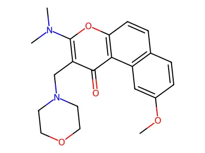 1H-Naphtho(2,1-b)pyran-1-one, 3-(dimethylamino)-9-methoxy-2-(4-morpholinylmethyl)- structure