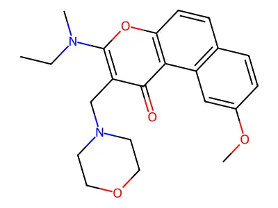 1H-Naphtho(2,1-b)pyran-1-one, 3-(ethylmethylamino)-9-methoxy-2-(4-morpholinylmethyl)- structure