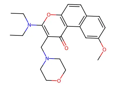 1H-Naphtho(2,1-b)pyran-1-one, 3-(diethylamino)-9-methoxy-2-(4-morpholinylmethyl)- structure