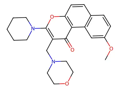 1H-Naphtho(2,1-b)pyran-1-one, 9-methoxy-2-(4-morpholinylmethyl)-3-(1-piperidinyl)- structure