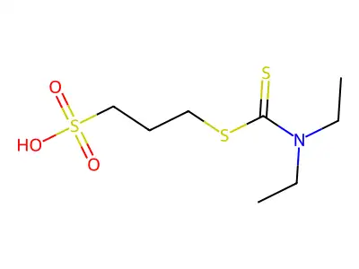 Sodium 3-(((diethylamino)thioxomethyl)thio)propanesulphonate structure