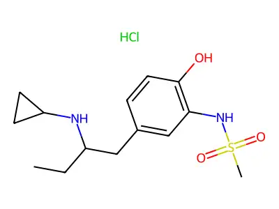 Methanesulfonanilide, 5'-(2-(cyclopropylamino)butyl)-2'-hydroxy-, hydrochloride structure