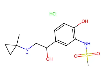 Methanesulfonanilide, 2'-hydroxy-5'-(1-hydroxy-2-(1-methylcyclopropylamino)ethyl)-, hydrochloride structure