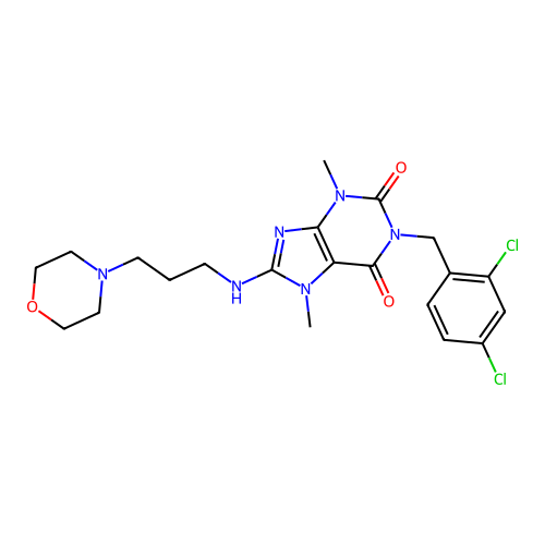 1-(2,4-dichlorobenzyl)-3,7-dimethyl-8-((3-morpholinopropyl)amino)-1H-purine-2,6(3H,7H)-dione structure