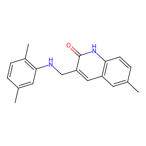 3-{[(2,5-dimethylphenyl)amino]methyl}-6-methylquinolin-2(1H)-one structure