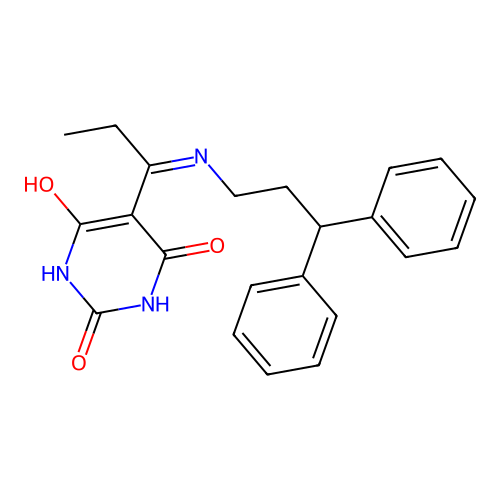 5-[1-(3,3-Diphenyl-propylamino)-propylidene]-pyrimidine-2,4,6-trione structure