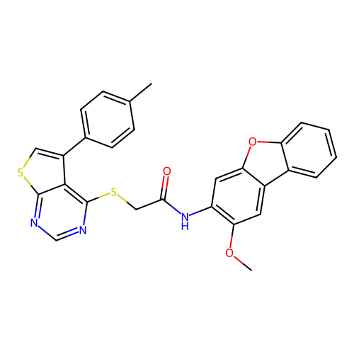 ACETAMIDE,N-(2-METHOXY-3-DIBENZOFURANYL)-2-[[5-(4-METHYLPHENYL)THIENO[2,3-D]PYRIMIDIN-4-YL]THIO]- structure