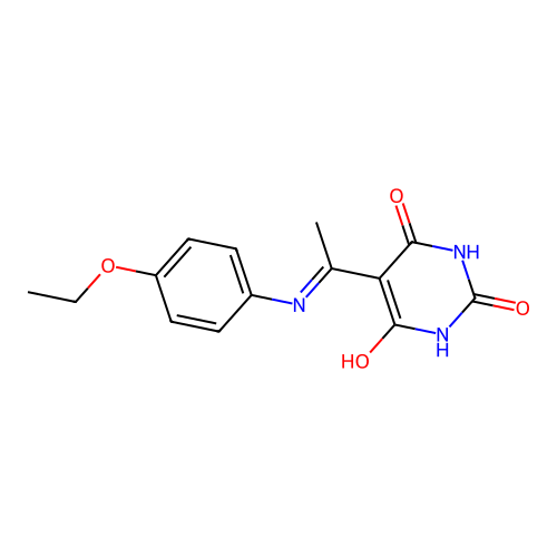 (5E)-5-{1-[(4-ethoxyphenyl)amino]ethylidene}-2,6-dihydroxypyrimidin-4(5H)-one structure