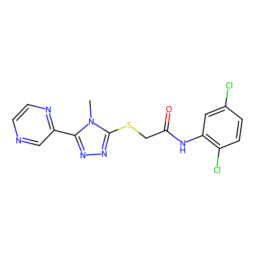 N-(2,5-dichlorophenyl)-2-[(4-methyl-5-pyrazin-2-yl-1,2,4-triazol-3-yl)sulfanyl]acetamide structure