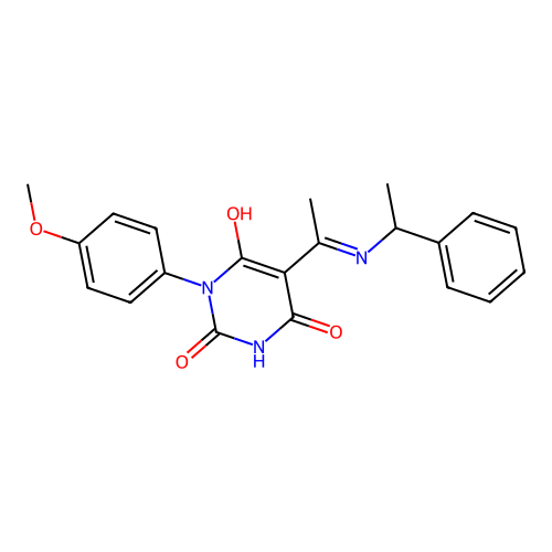1-(4-methoxyphenyl)-5-[1-(1-phenylethylamino)ethylidene]-1,3-diazinane-2,4,6-trione structure