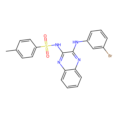 N-(3-((3-bromophenyl)amino)quinoxalin-2-yl)-4-methylbenzenesulfonamide structure