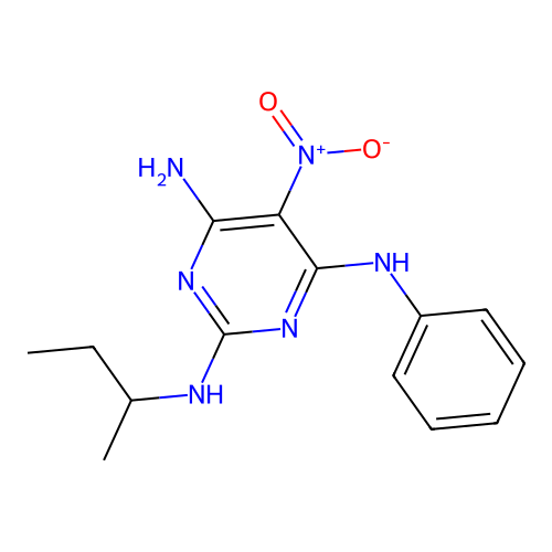 {6-Amino-2-[(methylpropyl)amino]-5-nitropyrimidin-4-yl}phenylamine structure