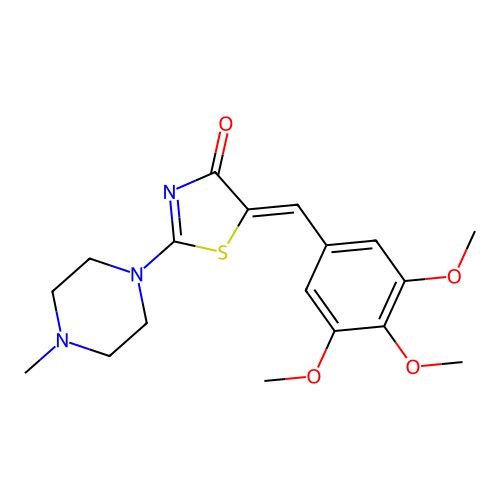 (5Z)-2-(4-methylpiperazin-1-yl)-5-(3,4,5-trimethoxybenzylidene)-1,3-thiazol-4(5H)-one structure