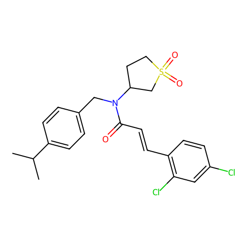 (2E)-3-(2,4-dichlorophenyl)-N-(1,1-dioxidotetrahydrothiophen-3-yl)-N-[4-(propan-2-yl)benzyl]prop-2-enamide structure