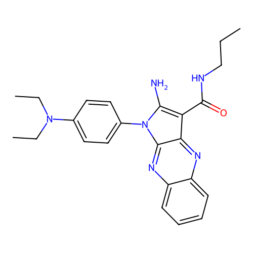 2-amino-1-(4-(diethylamino)phenyl)-N-propyl-1H-pyrrolo[2,3-b]quinoxaline-3-carboxamide structure