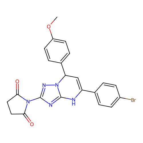 1-(5-(4-bromophenyl)-7-(4-methoxyphenyl)-4,7-dihydro-[1,2,4]triazolo[1,5-a]pyrimidin-2-yl)pyrrolidine-2,5-dione structure