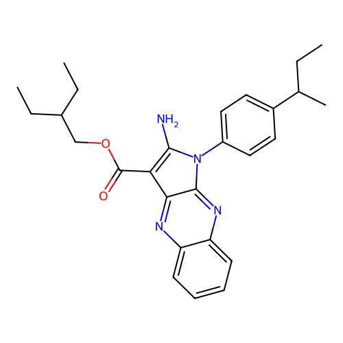 2-ethylbutyl 2-amino-1-(4-(sec-butyl)phenyl)-1H-pyrrolo[2,3-b]quinoxaline-3-carboxylate structure