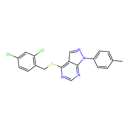 4-[(2,4-dichlorobenzyl)sulfanyl]-1-(4-methylphenyl)-1H-pyrazolo[3,4-d]pyrimidine structure