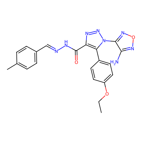 (E)-1-(4-amino-1,2,5-oxadiazol-3-yl)-5-(4-ethoxyphenyl)-N'-(4-methylbenzylidene)-1H-1,2,3-triazole-4-carbohydrazide structure