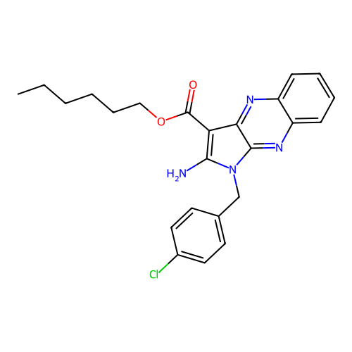 hexyl 2-amino-1-(4-chlorobenzyl)-1H-pyrrolo[2,3-b]quinoxaline-3-carboxylate structure