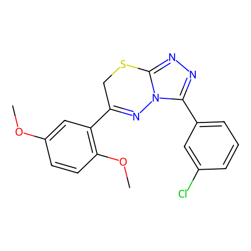 3-(3-chlorophenyl)-6-(2,5-dimethoxyphenyl)-7H-[1,2,4]triazolo[3,4-b][1,3,4]thiadiazine structure