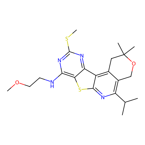 5-isopropyl-N-(2-methoxyethyl)-2,2-dimethyl-10-(methylthio)-2,4-dihydro-1H-pyrano[4'',3'':4',5']pyrido[3',2':4,5]thieno[3,2-d]pyrimidin-8-amine structure