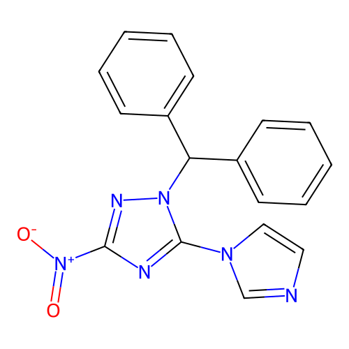 1-(diphenylmethyl)-5-(1H-imidazol-1-yl)-3-nitro-1H-1,2,4-triazole structure