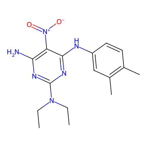 {4-Amino-6-[(3,4-dimethylphenyl)amino]-5-nitropyrimidin-2-yl}diethylamine structure