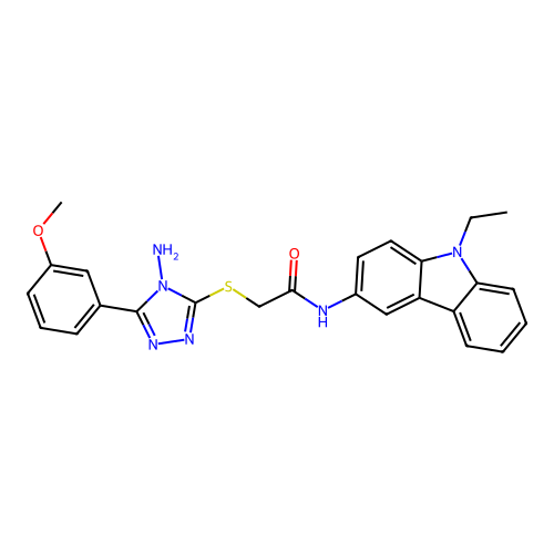 2-((4-amino-5-(3-methoxyphenyl)-4H-1,2,4-triazol-3-yl)thio)-N-(9-ethyl-9H-carbazol-3-yl)acetamide structure