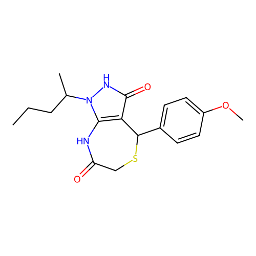 3-Hydroxy-4-(4-methoxy-phenyl)-1-(1-methyl-butyl)-4,8-dihydro-1H-pyrazolo[3,4-e][1,4]thiazepin-7-one structure