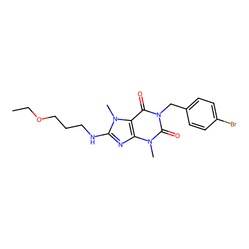 1-(4-bromobenzyl)-8-((3-ethoxypropyl)amino)-3,7-dimethyl-1H-purine-2,6(3H,7H)-dione structure