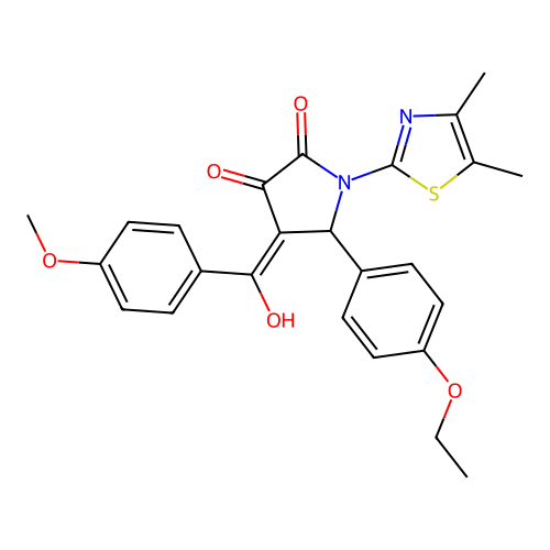 (4E)-1-(4,5-dimethyl-1,3-thiazol-2-yl)-5-(4-ethoxyphenyl)-4-[hydroxy(4-methoxyphenyl)methylidene]pyrrolidine-2,3-dione structure