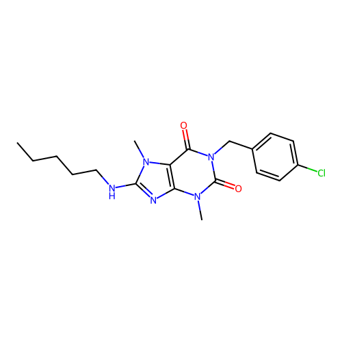 1-(4-chlorobenzyl)-3,7-dimethyl-8-(pentylamino)-3,7-dihydro-1H-purine-2,6-dione structure
