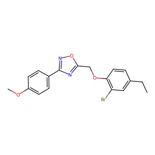 5-[(2-Bromo-4-ethylphenoxy)methyl]-3-(4-methoxyphenyl)-1,2,4-oxadiazole structure