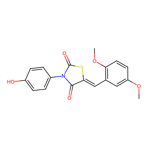 (Z)-5-(2,5-dimethoxybenzylidene)-3-(4-hydroxyphenyl)thiazolidine-2,4-dione structure