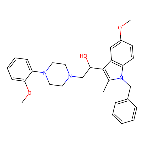 1-(1-benzyl-5-methoxy-2-methyl-indol-3-yl)-2-[4-(2-methoxyphenyl)piperazin-1-yl]ethanol structure