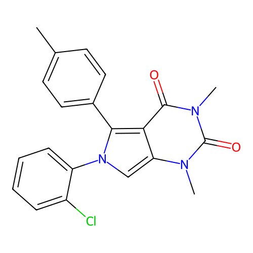 6-(2-chlorophenyl)-1,3-dimethyl-5-(4-methylphenyl)pyrrolo[3,4-d]pyrimidine-2,4-dione structure