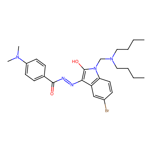(Z)-N'-(5-bromo-1-((dibutylamino)methyl)-2-oxoindolin-3-ylidene)-4-(dimethylamino)benzohydrazide structure