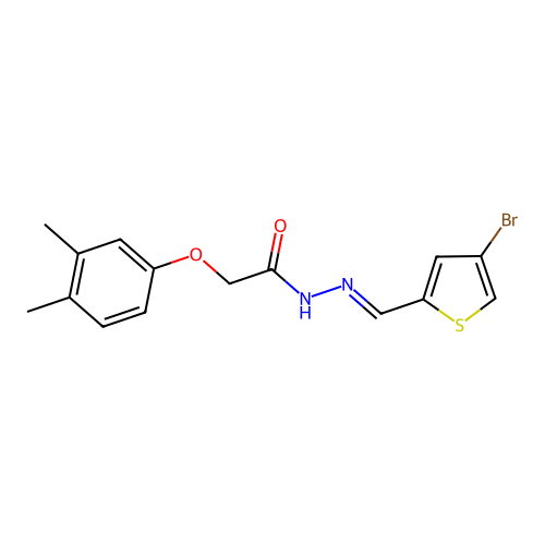 N'-[(E)-(4-bromothiophen-2-yl)methylidene]-2-(3,4-dimethylphenoxy)acetohydrazide structure