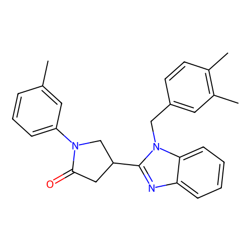 4-(1-(3,4-dimethylbenzyl)-1H-benzo[d]imidazol-2-yl)-1-(m-tolyl)pyrrolidin-2-one structure
