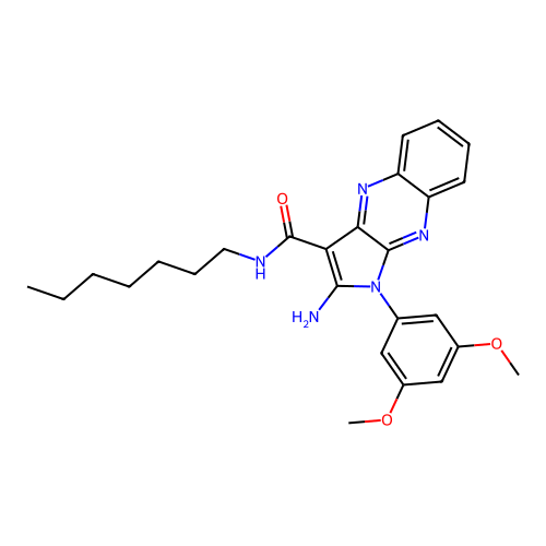 2-amino-1-(3,5-dimethoxyphenyl)-N-heptyl-1H-pyrrolo[2,3-b]quinoxaline-3-carboxamide structure