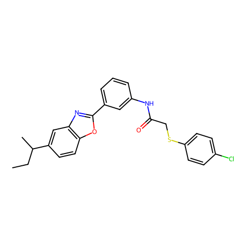 N-{3-[5-(butan-2-yl)-1,3-benzoxazol-2-yl]phenyl}-2-[(4-chlorophenyl)sulfanyl]acetamide structure