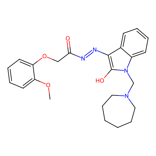 (Z)-N'-(1-(azepan-1-ylmethyl)-2-oxoindolin-3-ylidene)-2-(2-methoxyphenoxy)acetohydrazide structure