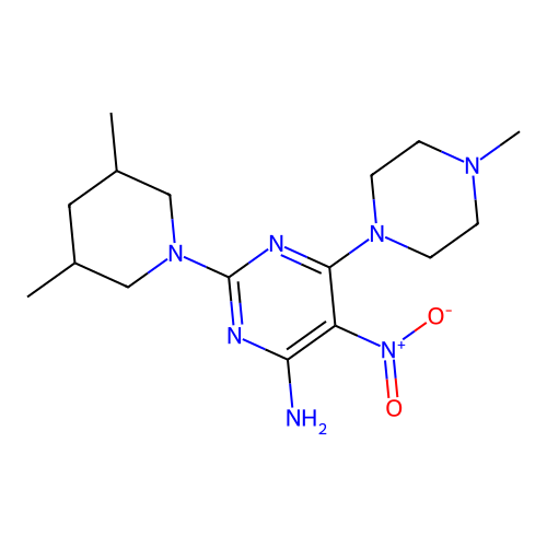 2-(3,5-dimethylpiperidin-1-yl)-6-(4-methylpiperazin-1-yl)-5-nitropyrimidin-4-amine structure