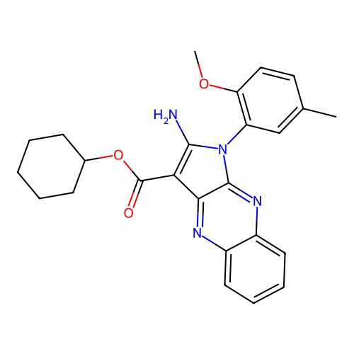 cyclohexyl 2-amino-1-(2-methoxy-5-methylphenyl)-1H-pyrrolo[2,3-b]quinoxaline-3-carboxylate structure