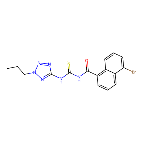 5-bromo-N-[(2-propyl-2H-tetrazol-5-yl)carbamothioyl]naphthalene-1-carboxamide structure