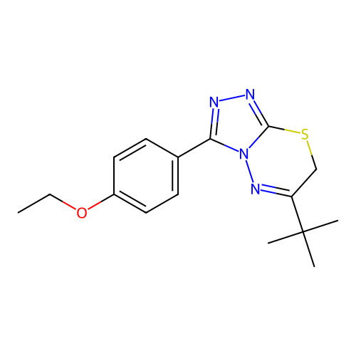 6-tert-butyl-3-(4-ethoxyphenyl)-7H-[1,2,4]triazolo[3,4-b][1,3,4]thiadiazine structure